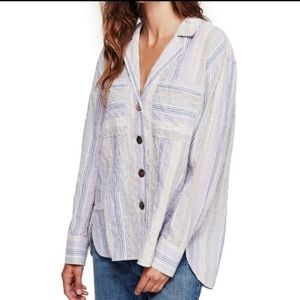Free People High Tide Striped Button Down